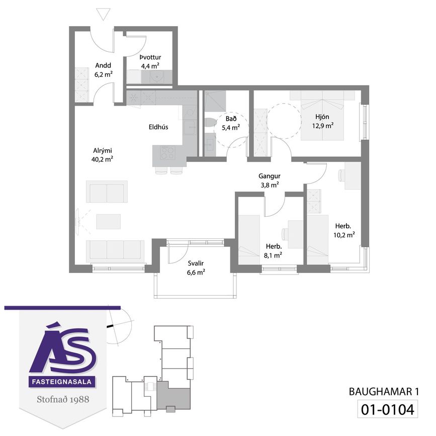 Baughamar 1 - 0104, 221 Hafnarfjörður