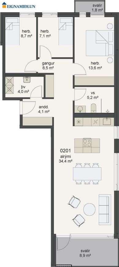 Skólatröð 2 - 0201, 200 Kópavogur