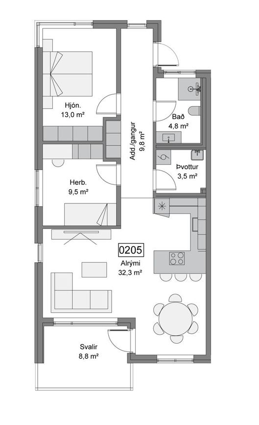 Baughamar 3 - 0205, 221 Hafnarfjörður