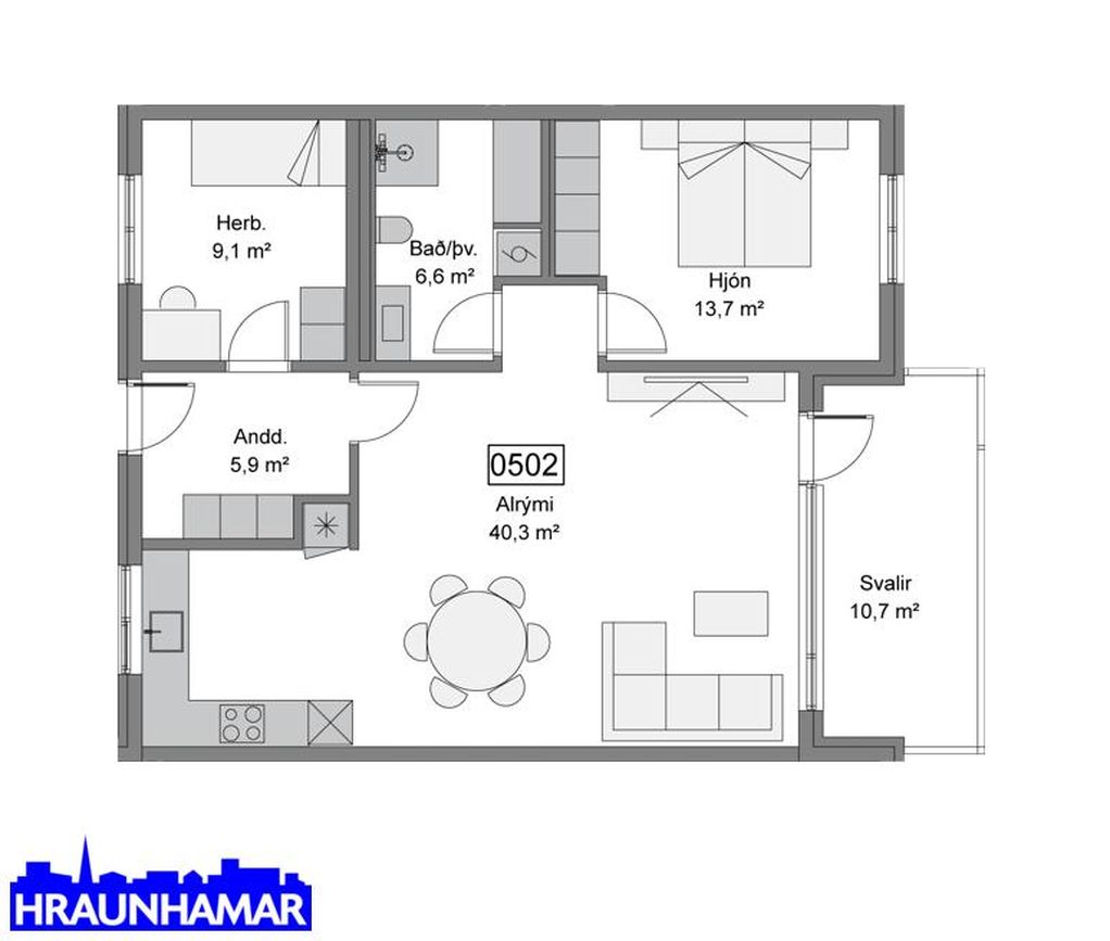 Baughamar 3 - 0502, 221 Hafnarfjörður