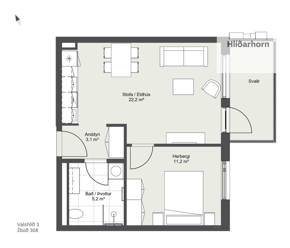 Valshlíð 3 - 0308, 102 Reykjavík
