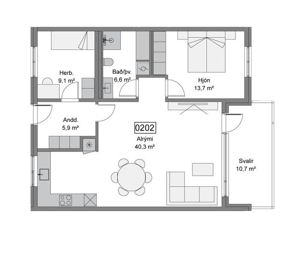 Baughamar 3 - 0202, 221 Hafnarfjörður