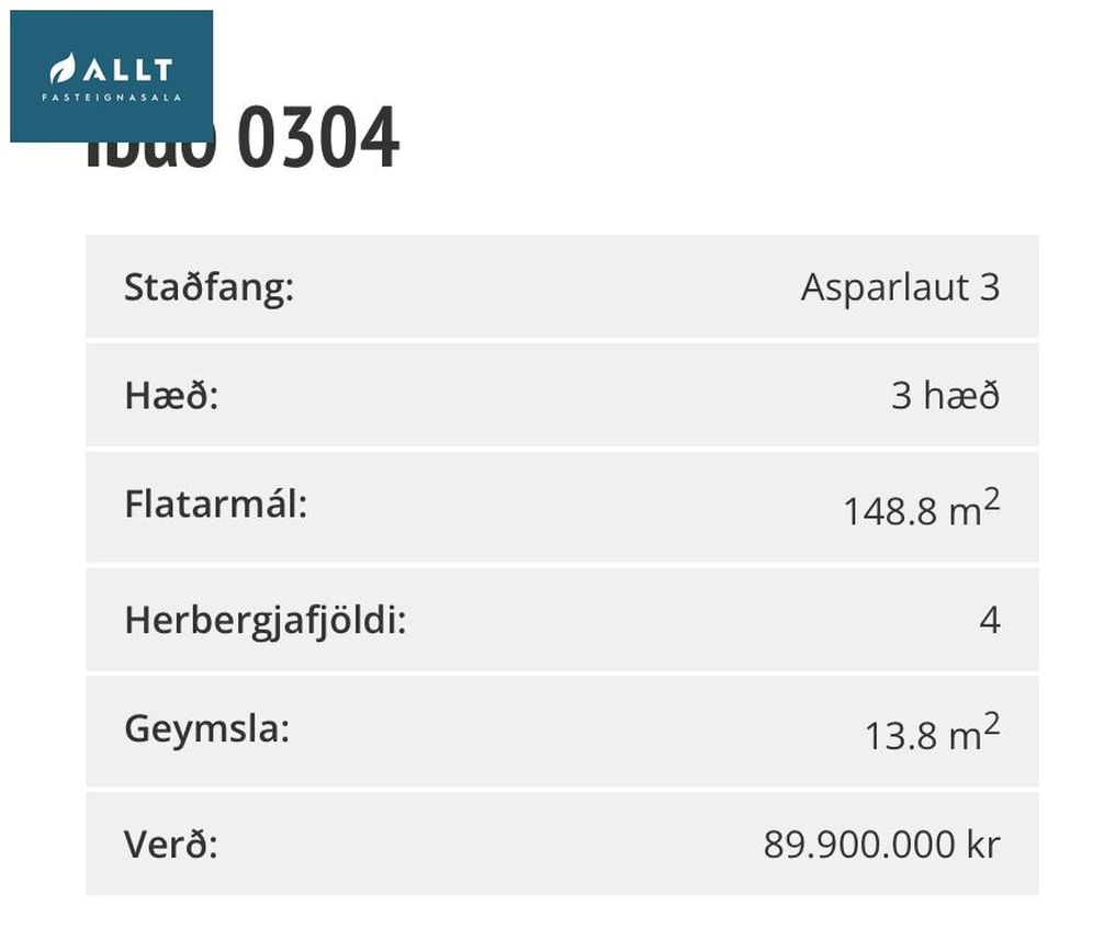 Asparlaut 3 - 0304, 230 Reykjanesbær