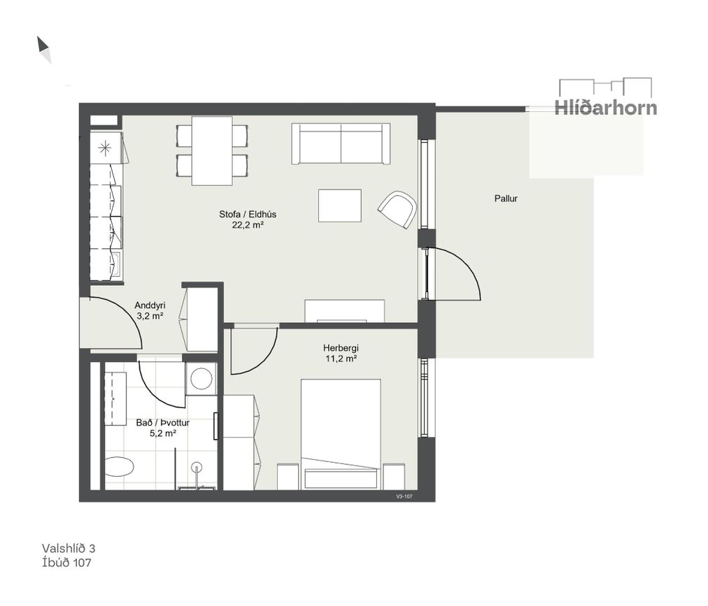 Valshlíð 3 - 0107, 102 Reykjavík