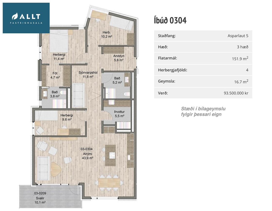Asparlaut 5 - 0104, 230 Reykjanesbær