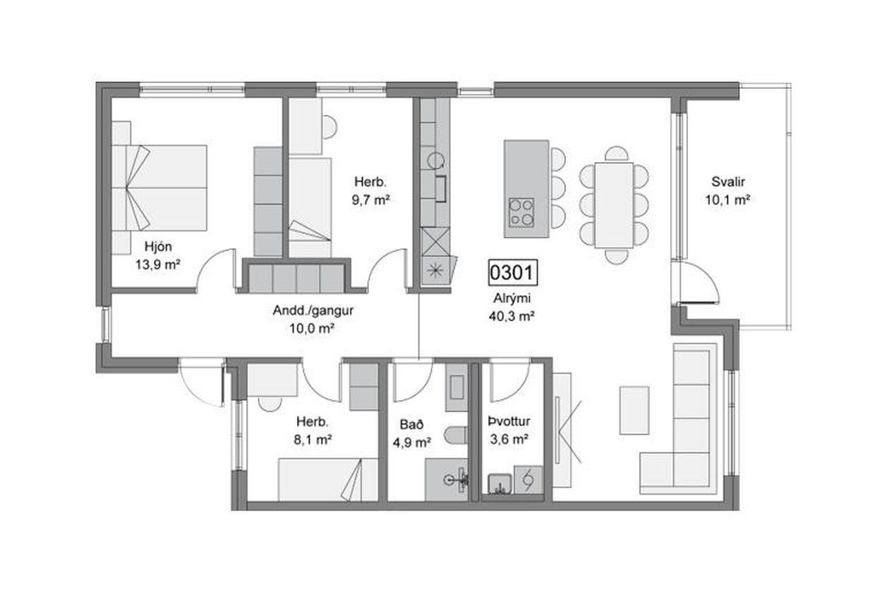 Baughamar 3 - 0301, 221 Hafnarfjörður