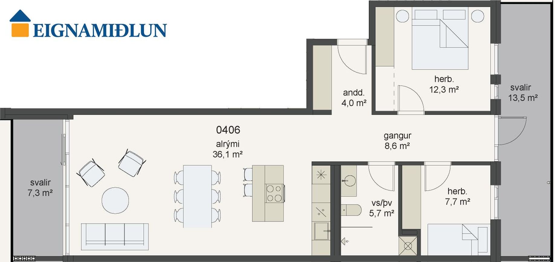 Skólatröð 8 - 0406, 200 Kópavogur