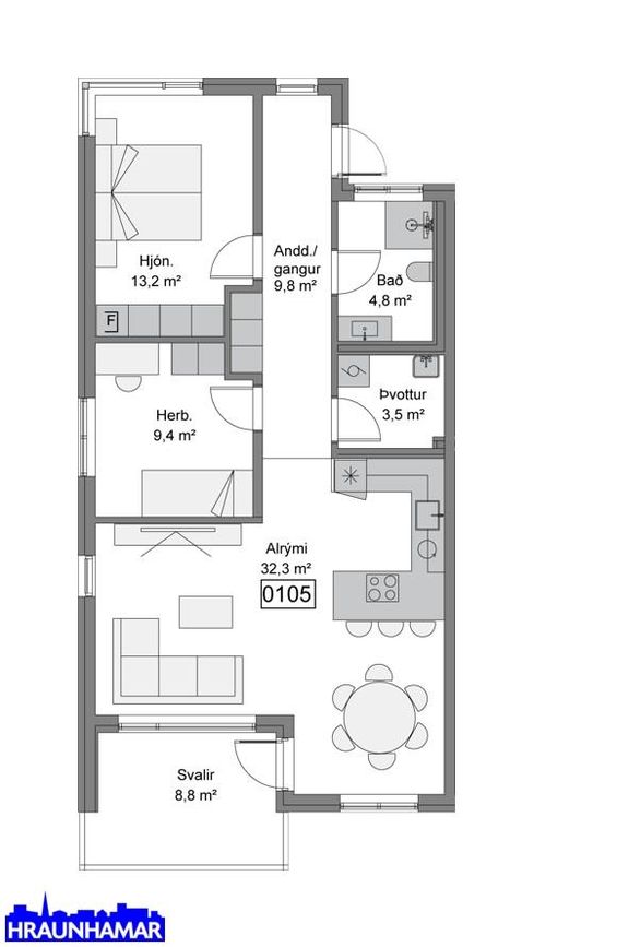Baughamar 3 - 0105, 221 Hafnarfjörður