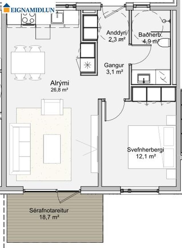 Grásteinsmýri 3 - 0104, 225 Garðabær