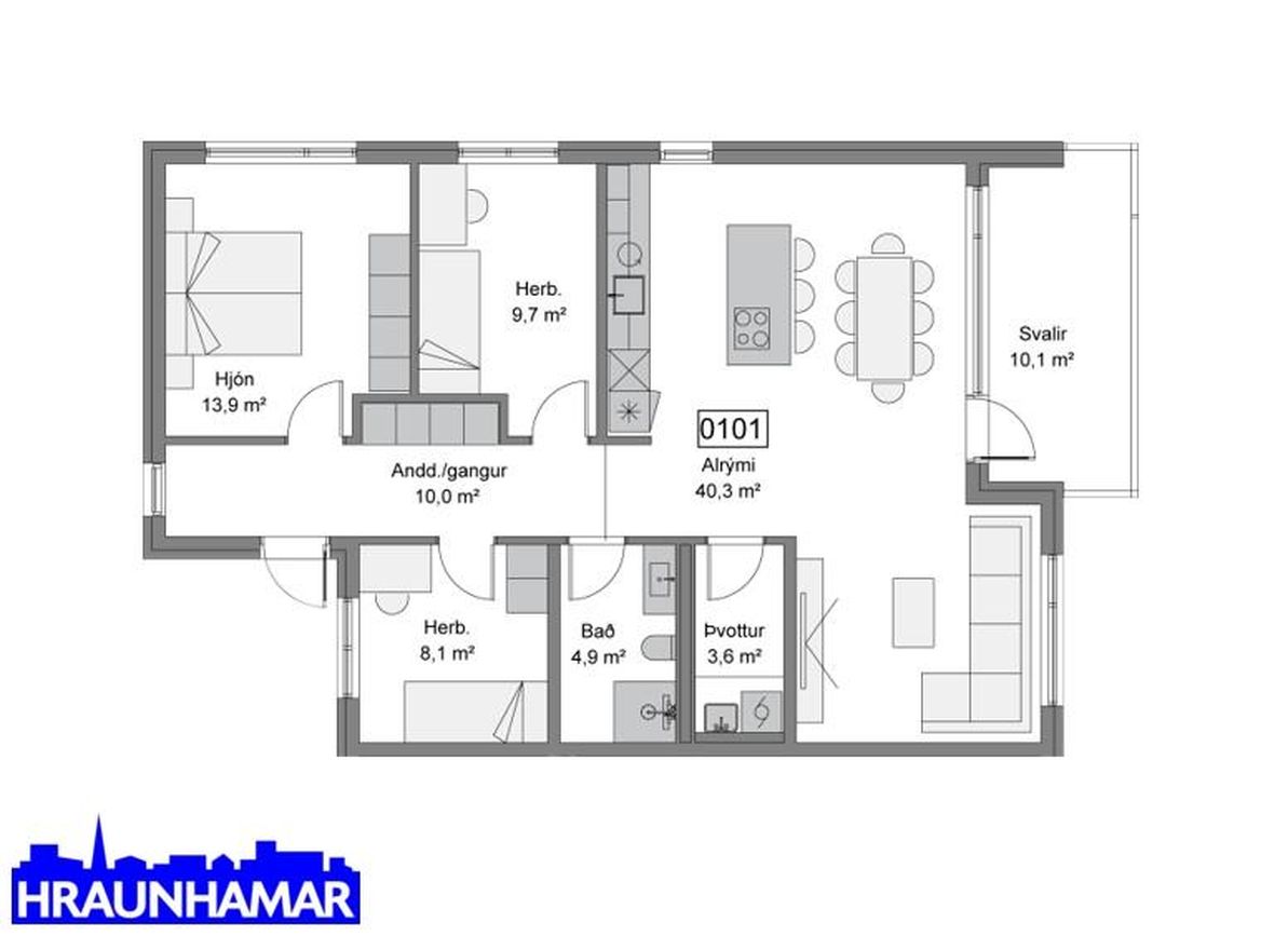 Baughamar 3 - 0101, 221 Hafnarfjörður